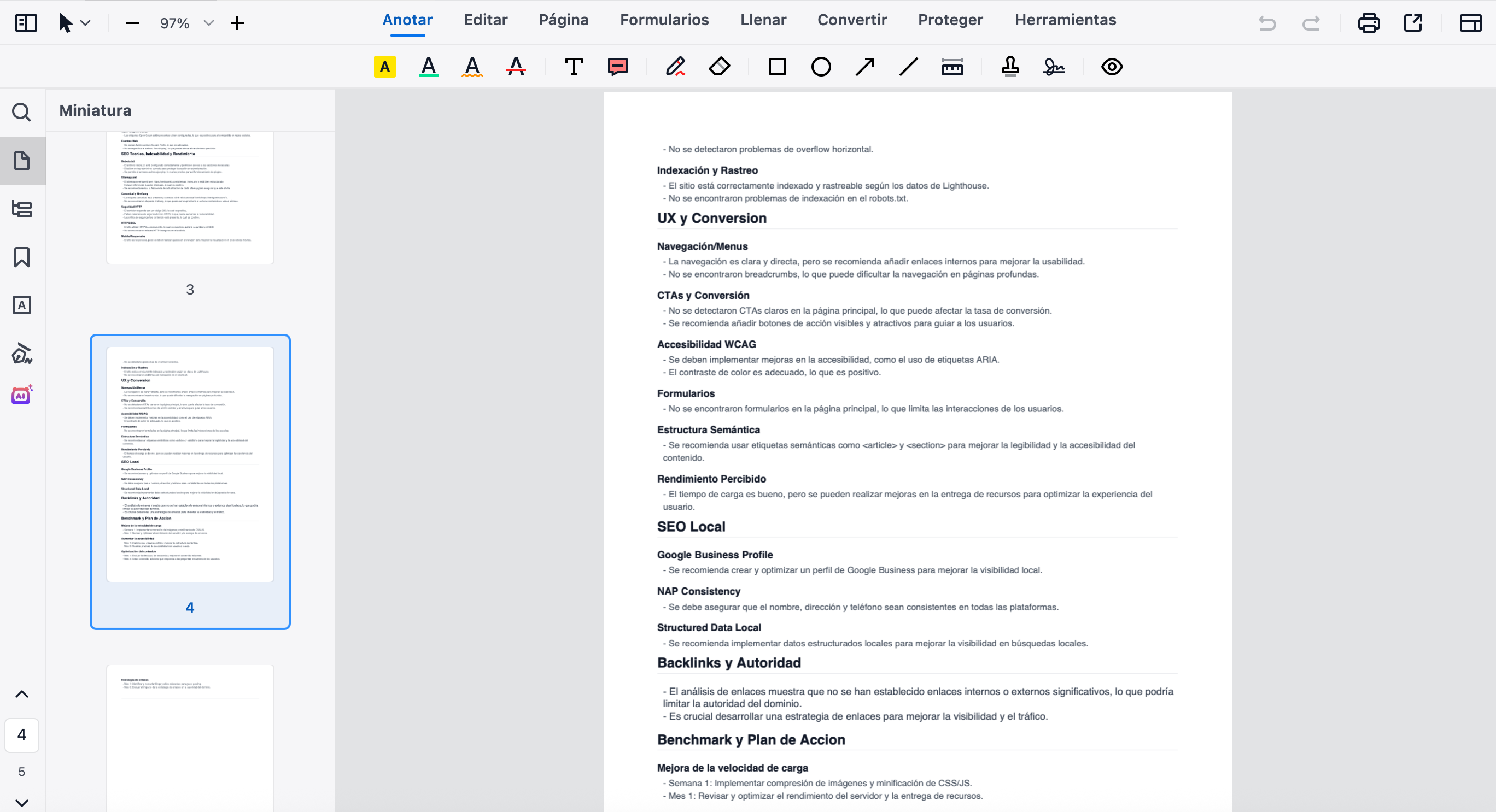 Informe PDF profesional de auditoria SEO descargable